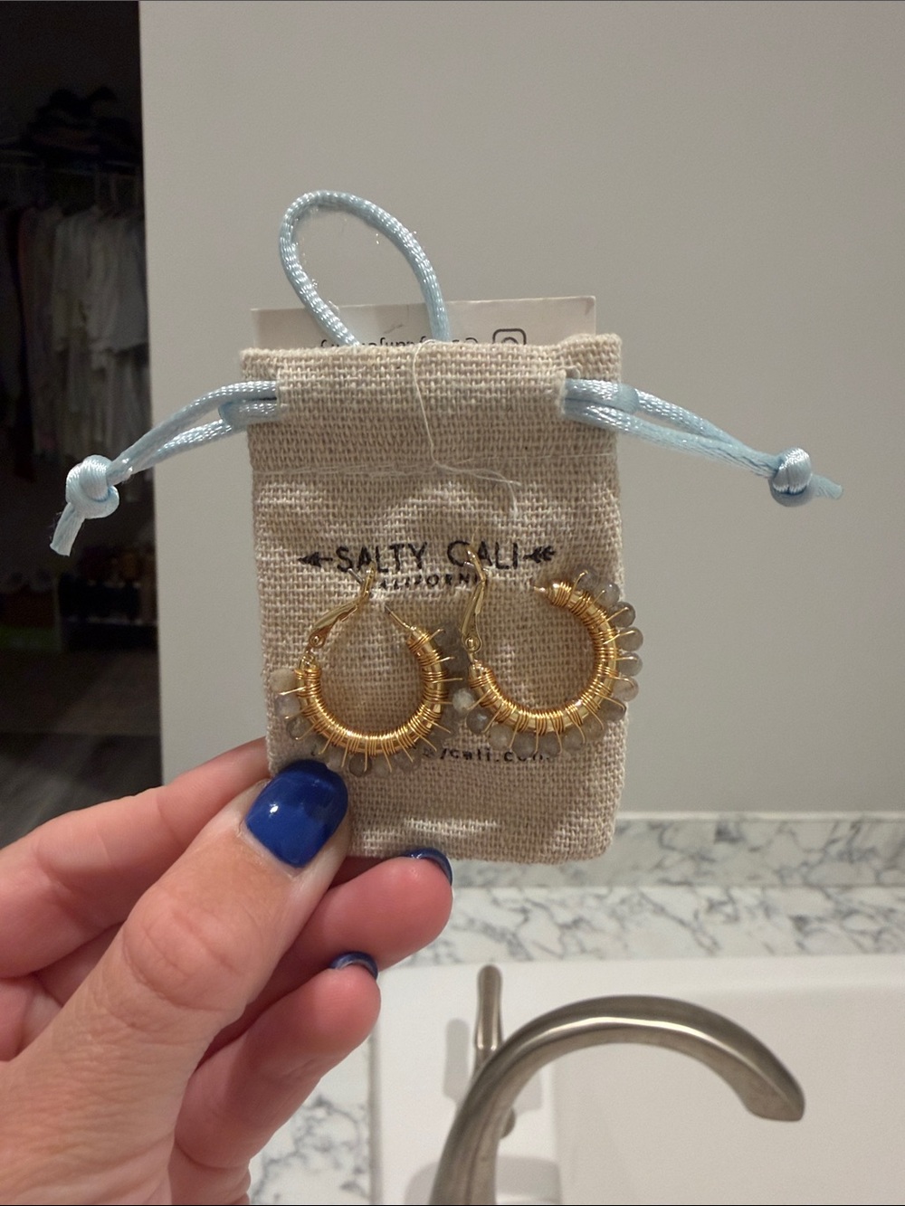 Gold Beaded Hoop Earrings